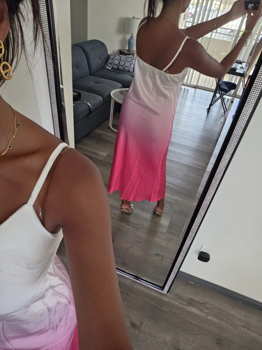 Pink Ombre Slip Dress Satin - Picture 12 of 16